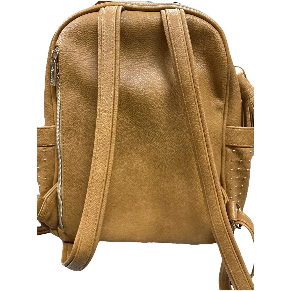 Itzy Ritzy Chelsea+Cole Studded Mini Diaper Bag Caramel Backpack Tan